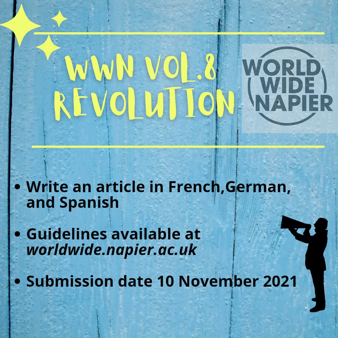 We are back with WWN 8 and are looking for writers!👀 Giving the past year and the events happening around the 🌍 this issue's topic is Revolution! Go get your story ready you rebels! Ideas and guidelines are on our website 🔗 worldwide.napier.ac.uk