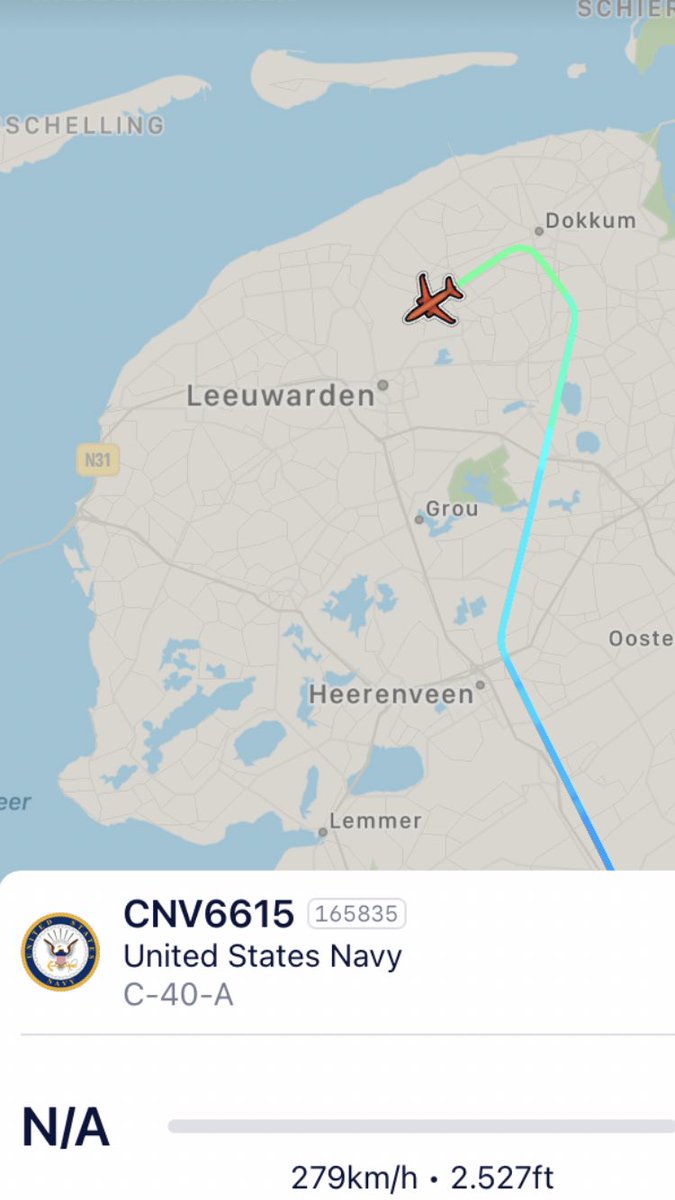 Nice visitor for #Leeuwarden airbase: US Navy C-40 tailnr. 165835 is currently on the approach.