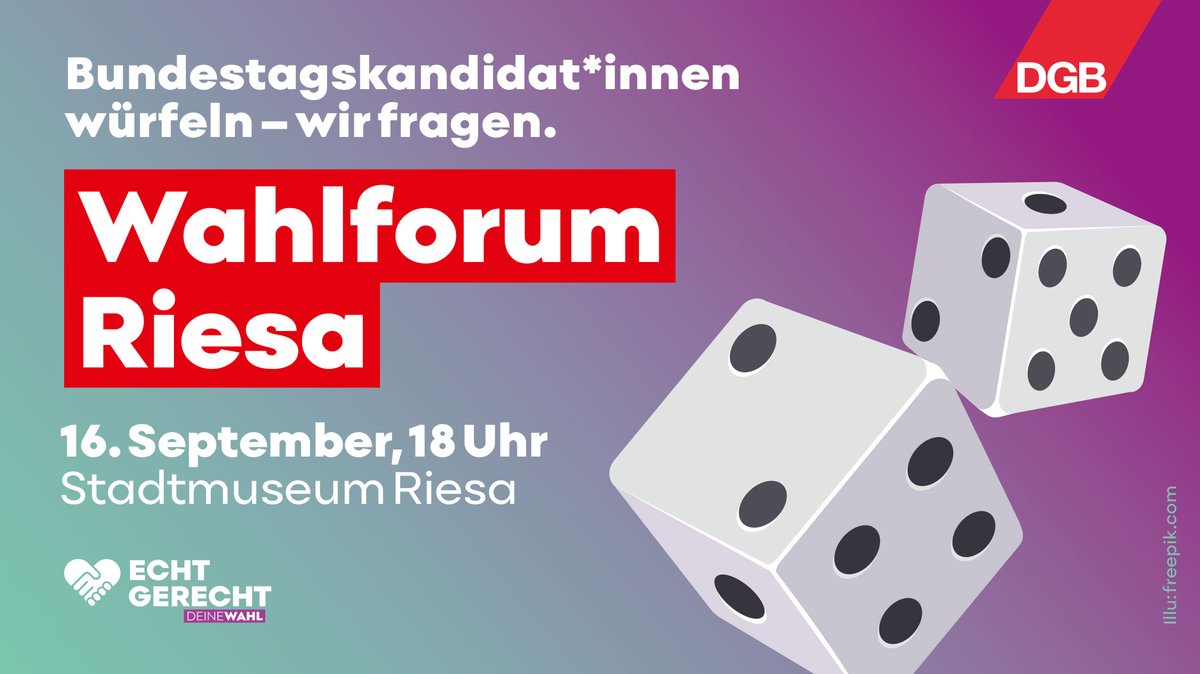 #BTW21🎲Folge 2 unserer Reihe „Bundestagskandidat*innen würfeln – wir fragen.“ morgen im Stadtmuseum in #Riesa Diesmal würfeln und diskutieren: <a href="/Karin_Beese/">Karin Beese</a>, Markus Pohle (DIE LINKE), Stephanie Dzeyk (SPD), Sebastian Fischer (CDU), Andreas Wilhelm (FDP)