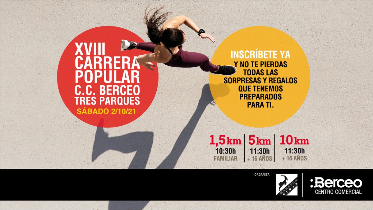 🔜 ¡Se abren las inscripciones para la XVIII Carrera Popular Berceo Tres Parques!
👉El 2 de octubre tienes una cita con el deporte 🗓
¡Inscríbete ya! ✍️👇
bit.ly/3z5nHLL

#Origenberceo #OrigenProyecto #CarreraBerceoTresParques