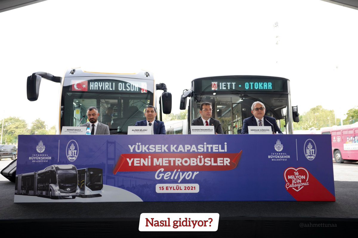 aahmettunaa's tweet image. -Nasıl başladı? 
AKP'nin 65 milyon Euro verip garajlarda çürüttüğü metrobüsler...

-Nasıl gidiyor?
@ekrem_imamoglu Belediye Başkanlığında alınan yüksek kapasiteli tam 160 adet yepyeni metrobüs :)