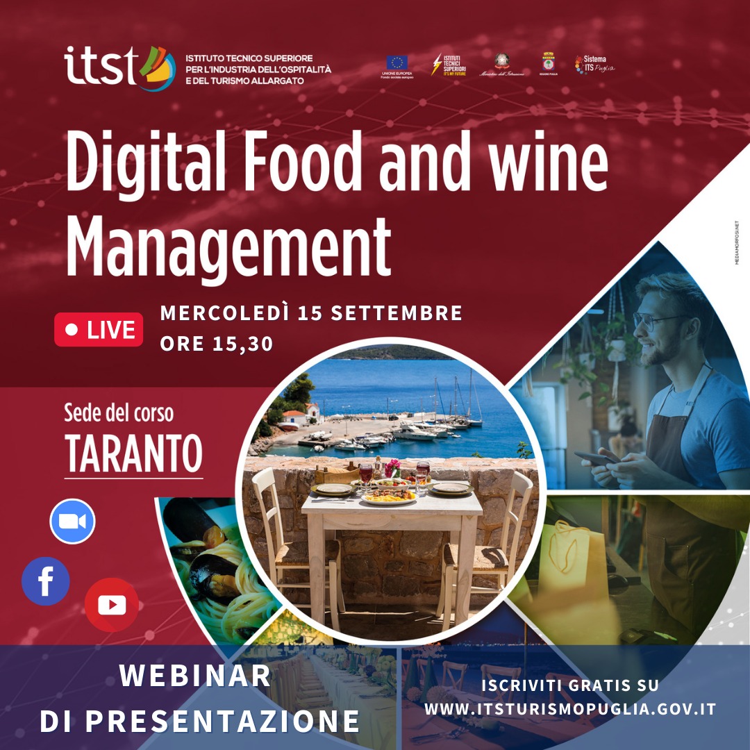 Segui il Webinar del corso in Digital Food and Wine Management con sede a Taranto. Un’opportunità per acquisire conoscenze e competenze nell’ambito enogastronomico. Ti aspettiamo alle 15,30 su Zoom oppure sulla nostra pagina Facebook!
E' gratuito!
us02web.zoom.us/.../reg.../WN_…