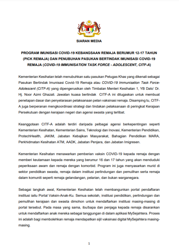 Bfm News On Twitter Moh Has Established The Covid 19 Immunisation Task Force Adolescent Citf A To Develop Vaccination Policies For Those Aged Between 12 17 They Will Aim To Jab 60 Of Teenagers With At
