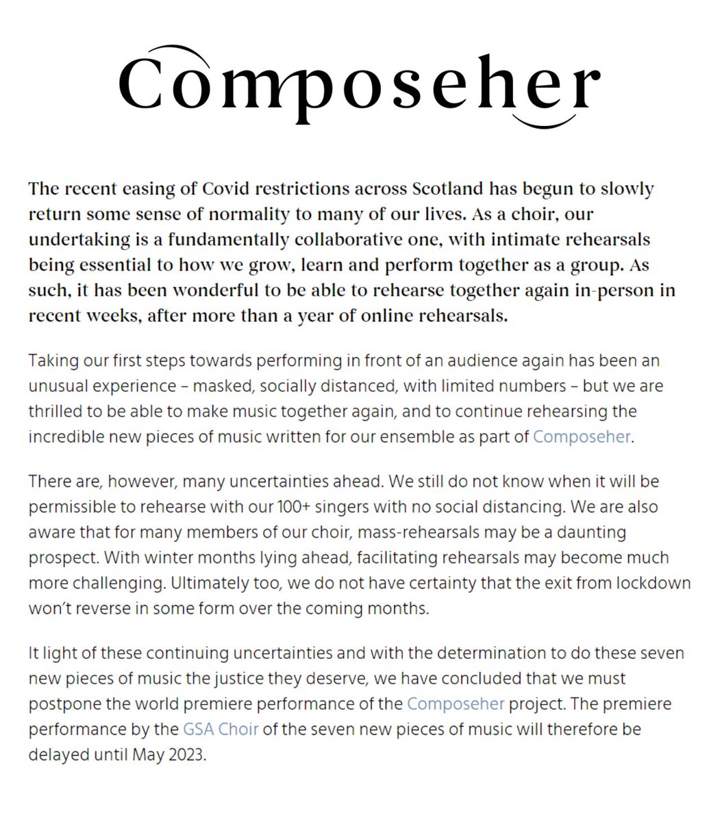 ComposeherUK's tweet image. An update on Composeher from the Board of Trustees of the Glasgow School of Art Choir: bit.ly/3nvYic9

@GSAChoir #Composeher