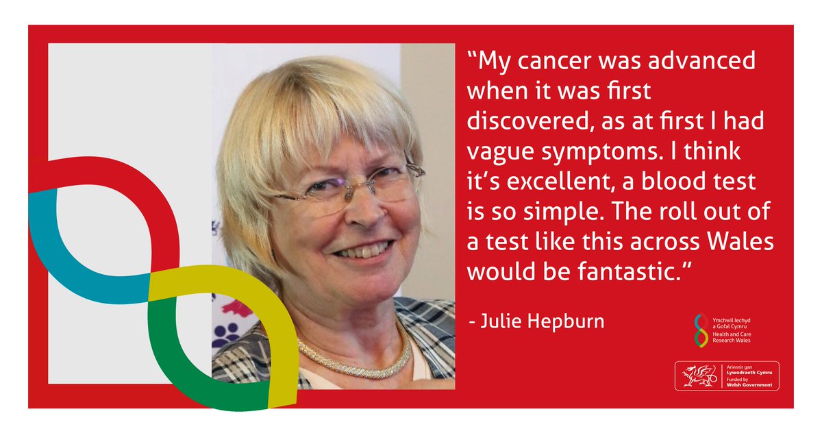 Julie Hepburn from Newport was diagnosed with stage 3 bowel cancer in 2014. 

The #SYMPLIFY trial aims to demonstrate how a new blood test could increase cancer detection rates and simplify diagnosis: healthandcareresearchwales.org/about/news/wel…

<a href="/CancerOxford/">OxfordCancerResearch</a> <a href="/GrailBio/">GRAIL</a> <a href="/OCTO_Oxford/">OCTO Oxford</a> <a href="/theWCRC/">Wales Cancer Research Centre</a>