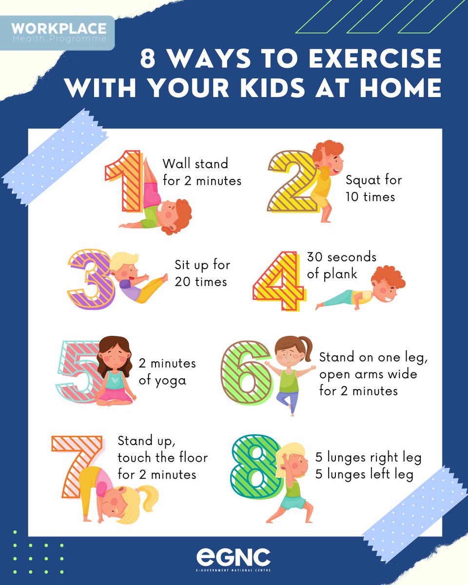 EGNCTweet's tweet photo. You don’t need to go outside to give your children room to burn off their extra energy. Follow these simple exercises that can be done indoor to keep your kids moving and healthy.
Stay active and stay safe!
#egnc #egnc_whp https://t.co/EIUxTXcxrr