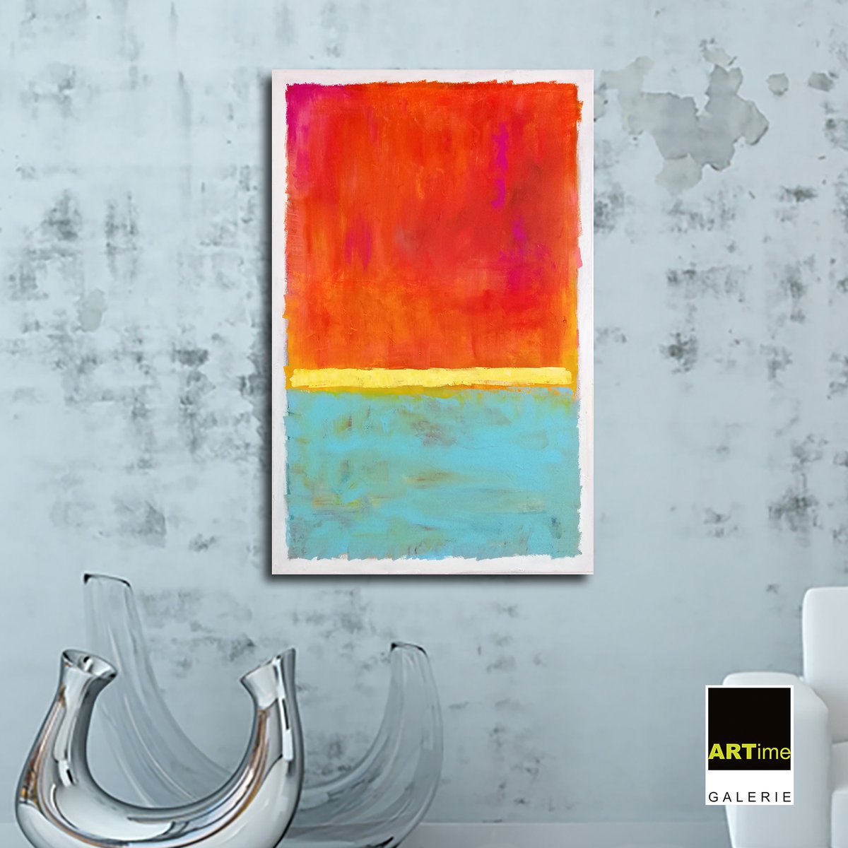 'Tres colores' Acryl-, Mischtechnik auf Leinwand in 80 x 125 cm | #moderneMalerei | abstrakter Expressionismus | Farbfeldmalerei | #modernegemälde  #bezahlbarekunst  | ARTime #GalerieFrankfurt