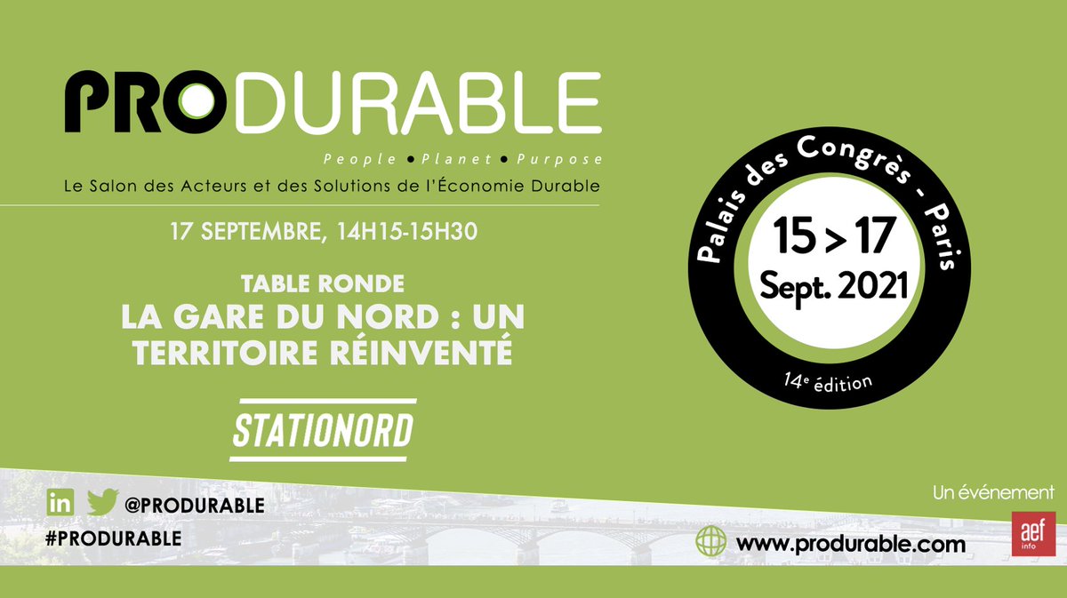 Nous serons présents au Salon <a href="/PRODURABLE/">Salon PRODURABLE</a> ce 17 septembre, autour d'une table ronde : "La Gare du Nord, un territoire réinventé"

📅 Le 17 septembre, de 14h15 à 15h30

produrable.com/programme/606c…