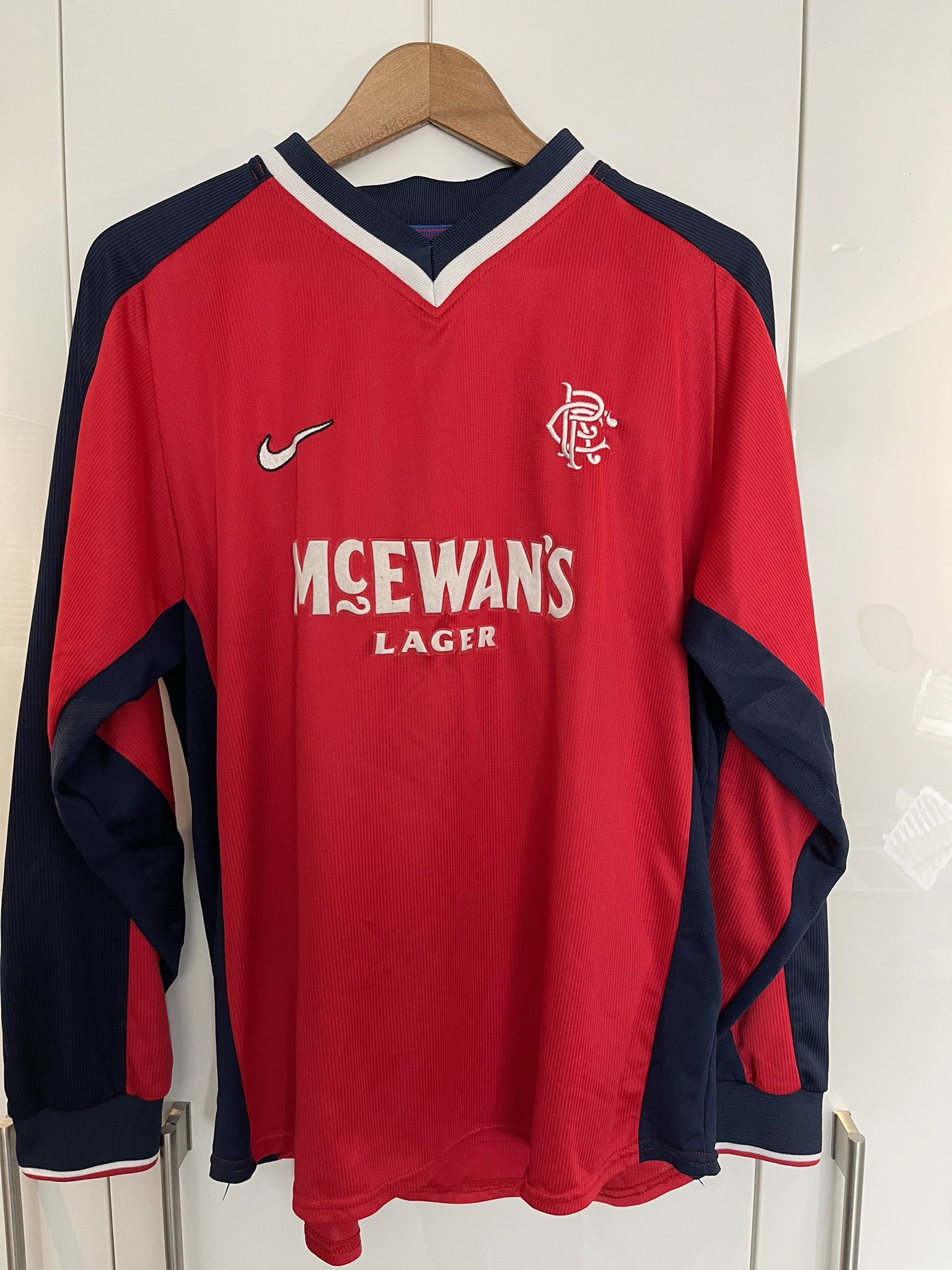 Gary Walker on X: 1998/00 Player issued long sleeve Rangers Away