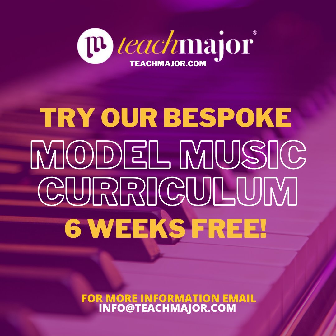 TeachMajor's tweet photo. Have you taken up our offer to try out a taster of our exciting new curriculum?

Just let us know which year group you’d like to receive &amp; get a FREE 6-week plan for Autumn Term 1! 

Email info@teachmajor.com to find out more

#musiceducation #modelmusiccurriculum #musicinschools https://t.co/9rYOZ2LLlb