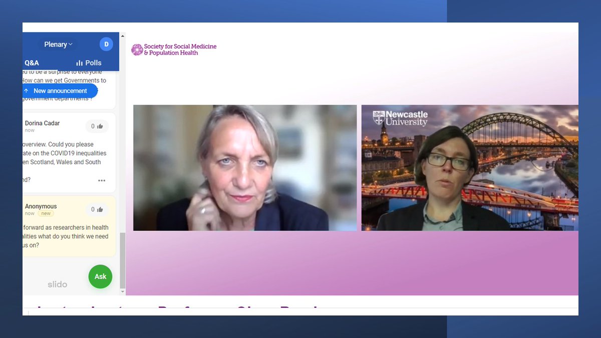 Society for Social Medicine & Population Health (@socsocmed) on Twitter photo Great stimulating conversations with <a href="/ProfBambra/">Professor Clare Bambra</a> on our #PermbertonLecture #covid19 #inequalities chaired by President <a href="/KateHunt2013/">Kate Hunt</a> at #SSM2021
<a href="/ECR_SSM/">ECR SSM</a>
<a href="/MCR_SSM/">MCR_SSM</a>
<a href="/CLOSER_UK/">CLOSER</a>
<a href="/FPH/">Faculty of Public Health</a>
<a href="/SimonCapewell99/">Simon Capewell</a> Great stimulating conversations with <a href="/ProfBambra/">Professor Clare Bambra</a> on our #PermbertonLecture #covid19 #inequalities chaired by President <a href="/KateHunt2013/">Kate Hunt</a> at #SSM2021
<a href="/ECR_SSM/">ECR SSM</a>
<a href="/MCR_SSM/">MCR_SSM</a>
<a href="/CLOSER_UK/">CLOSER</a>
<a href="/FPH/">Faculty of Public Health</a>
<a href="/SimonCapewell99/">Simon Capewell</a>