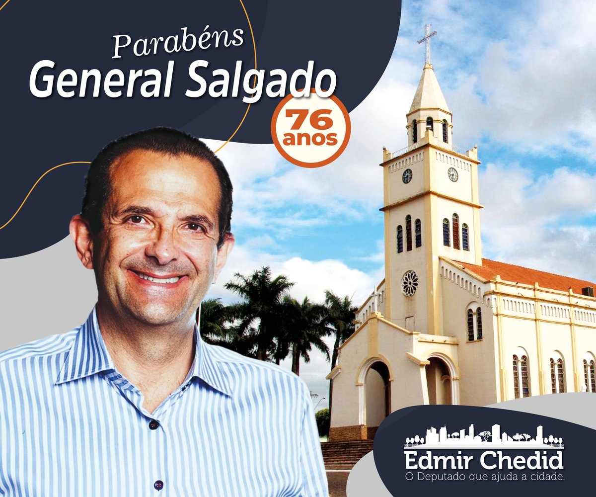 EdmirChedid's tweet photo. Esta é uma data muito importante ao Estado! Afinal, hoje celebramos mais um aniversário de General Salgado. Neste ano, para se ter uma ideia, repassei R$ 100 mil à prefeitura, além de garantir melhorias à estrada vicinal 555/310. Parabéns!
#EdmirChedid #Atuação #GeneralSalgado https://t.co/F5waiFwRM3