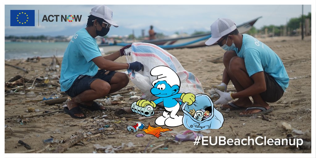 Good news for #CleanSeas 👏: Ahead of #WorldCleanUpDay, we've partnered up with the 🇪🇺 #EUBeachCleanup & the smurfs. 
 
Marine litter & plastic pollution starts on land & each of us can #ActNow to beat plastic pollution. 
 
Learn more 🌊: bit.ly/2YVRIS1