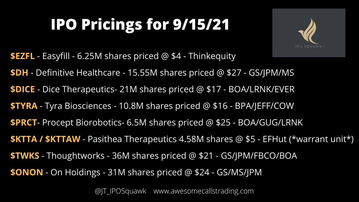 JT_IPOSquawk's tweet photo. Join us in #Awesomecalls for #IPOs #IPOtrading #ACT https://t.co/k5aYAG0Ur5