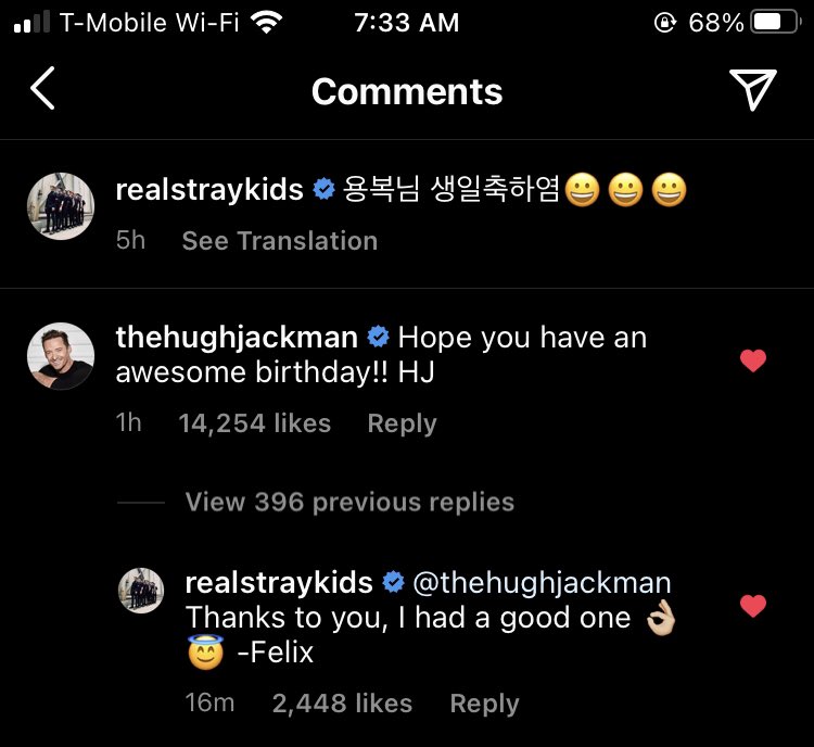 Hugh Jackman wishing Felix a happy birthday   