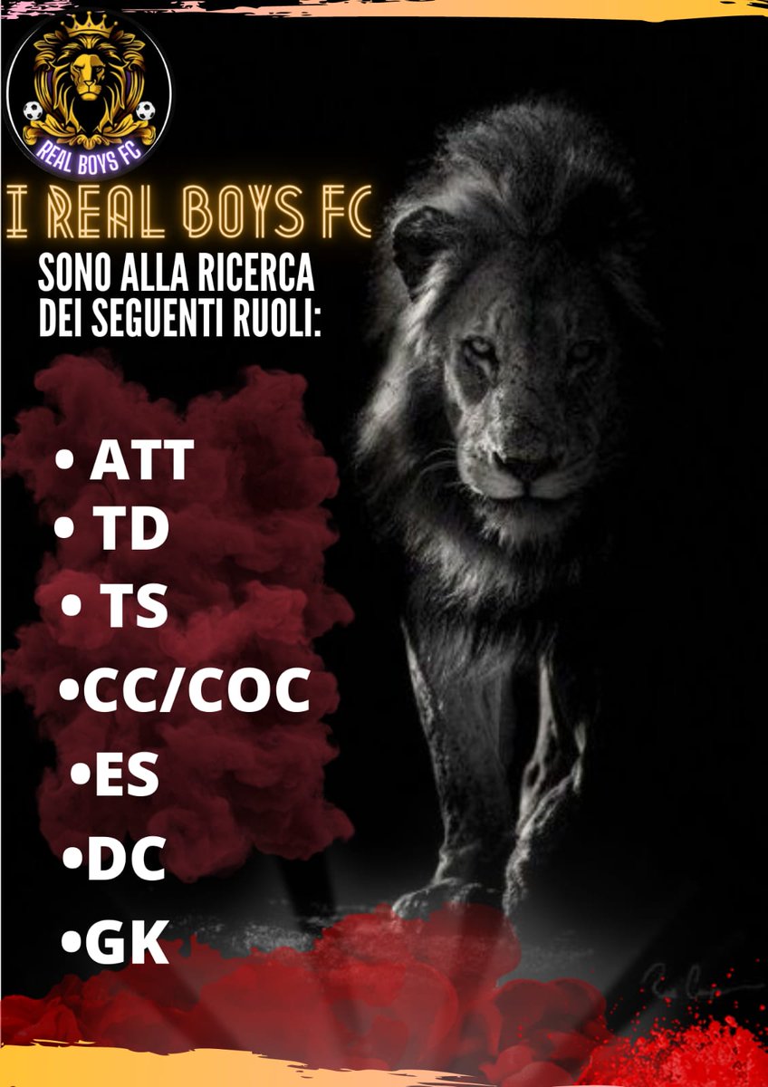 ⚽️Siamo alla ricerca di nuovi innesti per completamento rosa!
Cerchiamo disponibilità, serietà e impegno.. 🦁FATEVI AVANTI🦁
<a href="/ILOVEPROCLUB1/">ILOVEPROCLUB1</a> <a href="/NewsProclub/">News Proclub</a> <a href="/pctransfermarkt/">🇮🇹 PRO CLUBS TRANSFERMARKT🔍</a> @OffSideOfficiaI @rumors_pro <a href="/PROCLUB_ITALY/">PROCLUB_MERCATO</a> <a href="/ProClubRTutto/">RTutto 🔁</a> <a href="/RT_PROCLUB/">RT PRO_CLUB</a> <a href="/ProClubRetweet_/">⚽ᴘʀᴏ ᴄʟᴜʙ ʀᴇᴛᴡᴇᴇᴛ🇮🇹</a>