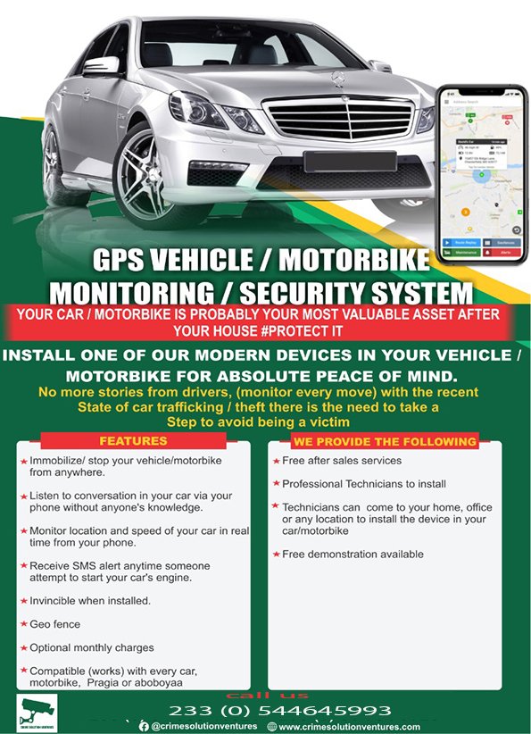 FrankProsperity's tweet photo. Get your best car security systems at a very affordable cost from crime  solution ventures. Call 0544645993 for more info. Your safety,  our priority. 

# saga
# mahama https://t.co/MJDeAa6ZAh