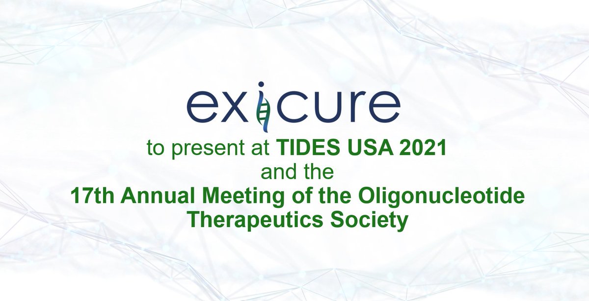 exicure's tweet image. Exicure today announced participation in TIDES USA 2021 and the 17th Annual Meeting of the Oligonucleotide Therapeutics Society: bit.ly/39731bV  #OTS #DigitalDrugDesign