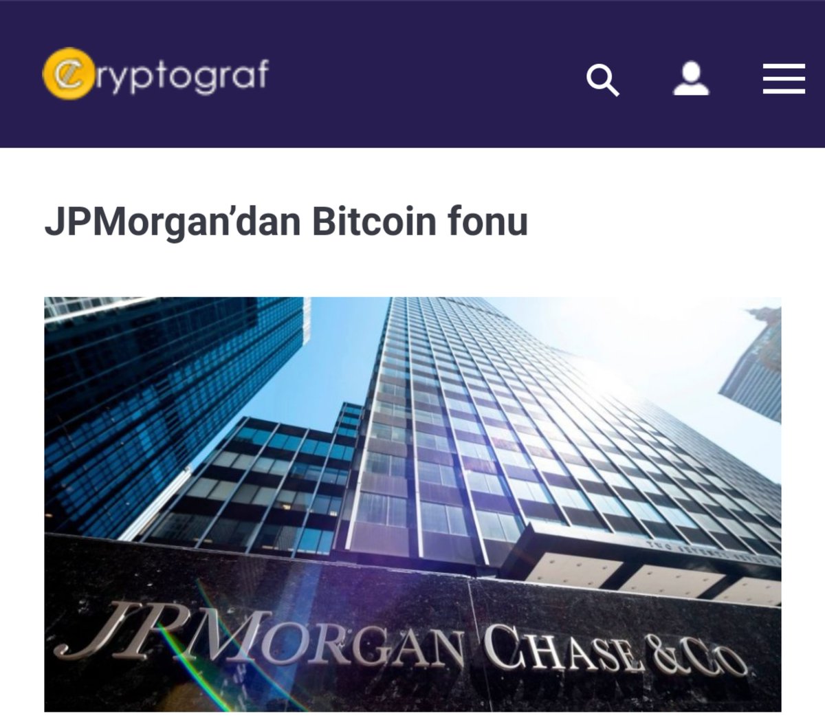 CryptografOrg's tweet photo. JPMorgan’dan Bitcoin fonu

https://t.co/6WizkDkNk0

Nisan ayında CoinDesk gibi kripto varlıklarla ilgili haber sitelerinde duyurulan JPMorgan’ın Bitcoin fonu hayata geçiyor.

#jpmorgan #bitcoin #abd #coindesk #cryptocurrency https://t.co/i9JMgOi6BN