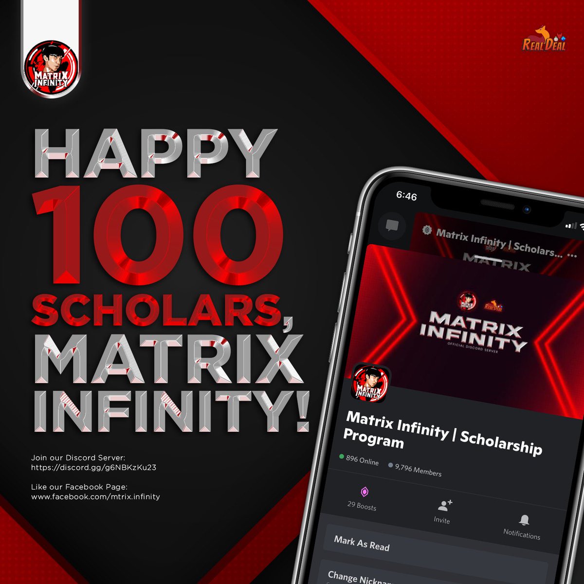 OstenMatrix's tweet image. We&apos;re growing bigger everyday and we are glad to inform you that Matrix Infinity Scholarship Program is now already reached 100 scholars! 🔥

Special Thanks to @manilacrypto1 and @realdealguild coz this wont be possible without them.  #AxieInfinity #AxieInfinityscholars #crypto
