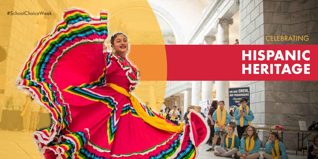 ntlschoolchoice's tweet photo. Happy National Hispanic Heritage Month! This month, we celebrate  Hispanic culture in America and all that it adds to our nation 👏🎉👏 https://t.co/cUyBKTvPSa
