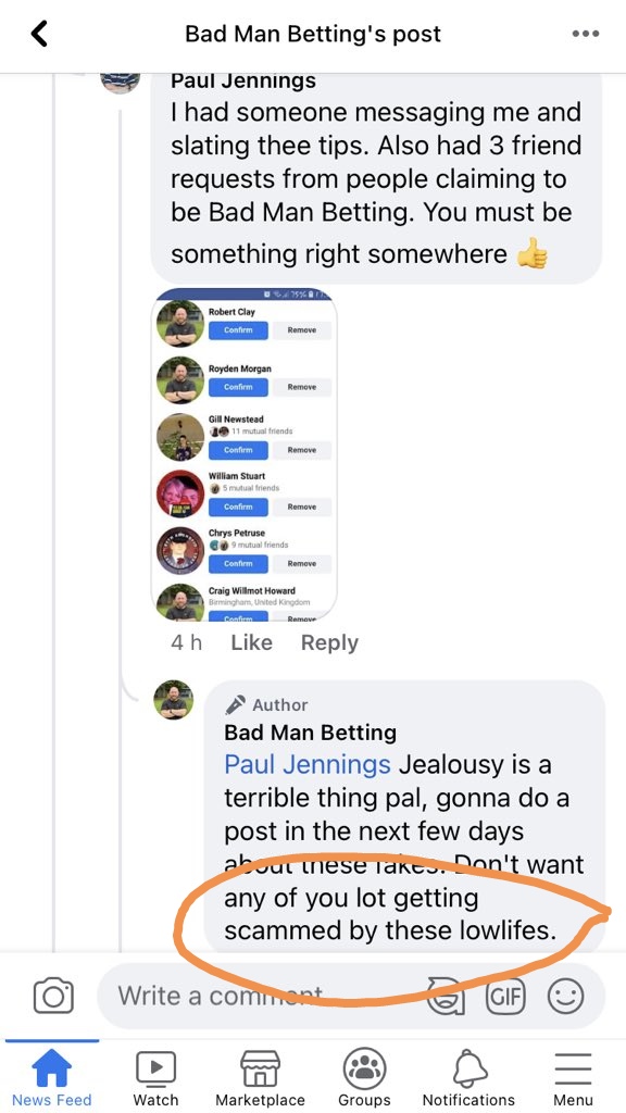 And there you have it Folks... Scam who is a low life scammer with zero morals or qualms about getting rich off followers losses behind their backs while lying to their faces doesn't want any off his followers getting scammed by low life scammers..

Hilarious...