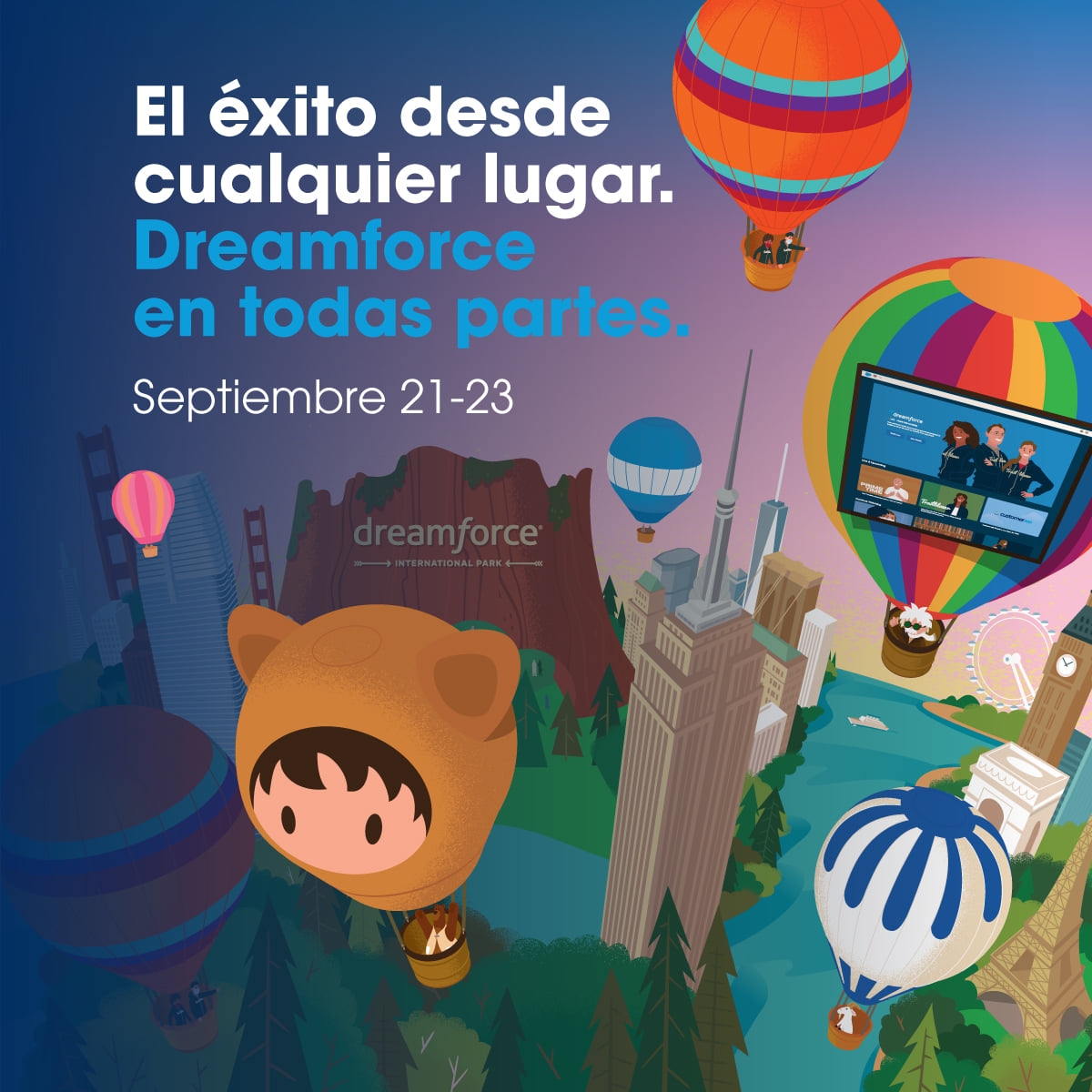 ¡Dreamforce 2021 se acerca! Así que reunámonos, desde dondequiera que estemos, para aprender, conectar, divertirnos y retribuir del 20 al 23 de septiembre. Inscríbete gratuitamente aquí: salesforce.com/dreamforce/lat…