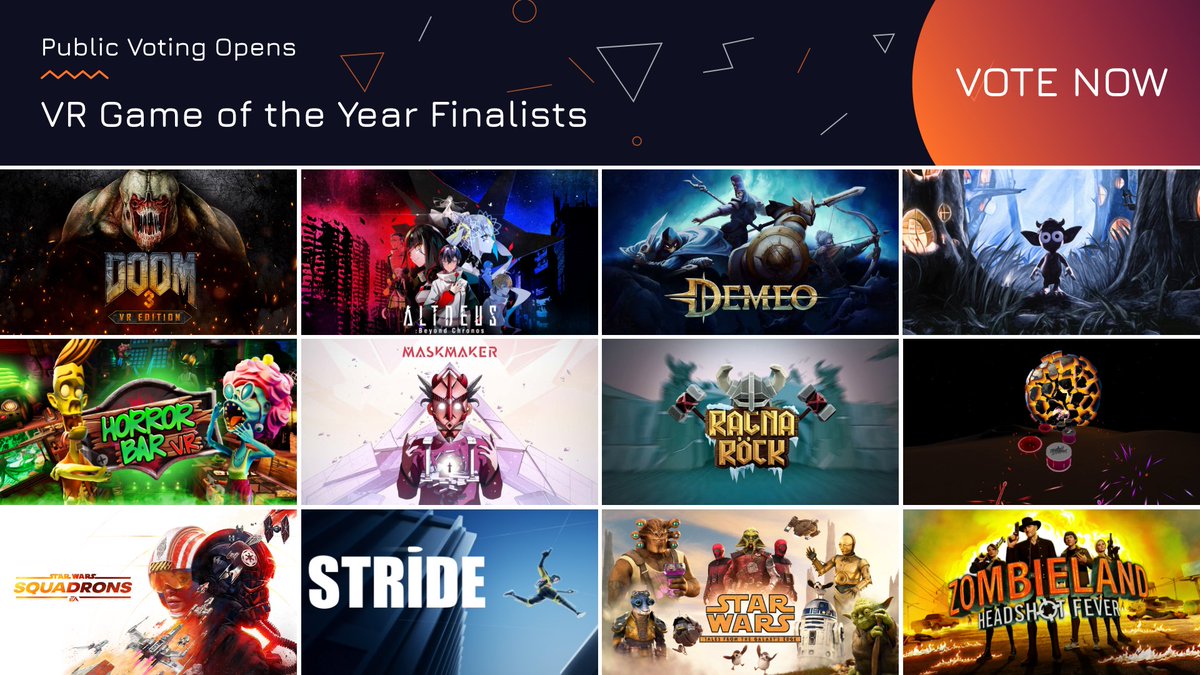 VRAwards's tweet image. 2/ Have your say - VR Game of the Year Finalists. 🎮 #VRA21

❎ VOTE NOW: ow.ly/X9rw50G8Yl5