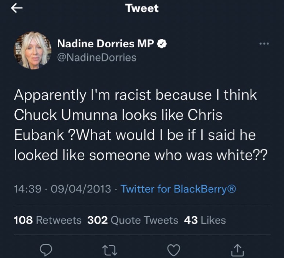 .<a href="/BorisJohnson/">Boris Johnson</a> has booted out <a href="/GavinWilliamson/">Sir Gavin Williamson CBE MP</a> who could not tell the difference between Maro Itoje and Marcus Rashford. To fill the role of Secretary of State for Not Recognising Black People, he has appointed <a href="/NadineDorries/">Rt Hon Nadine Dorries</a>. This is so depressing in 2021.