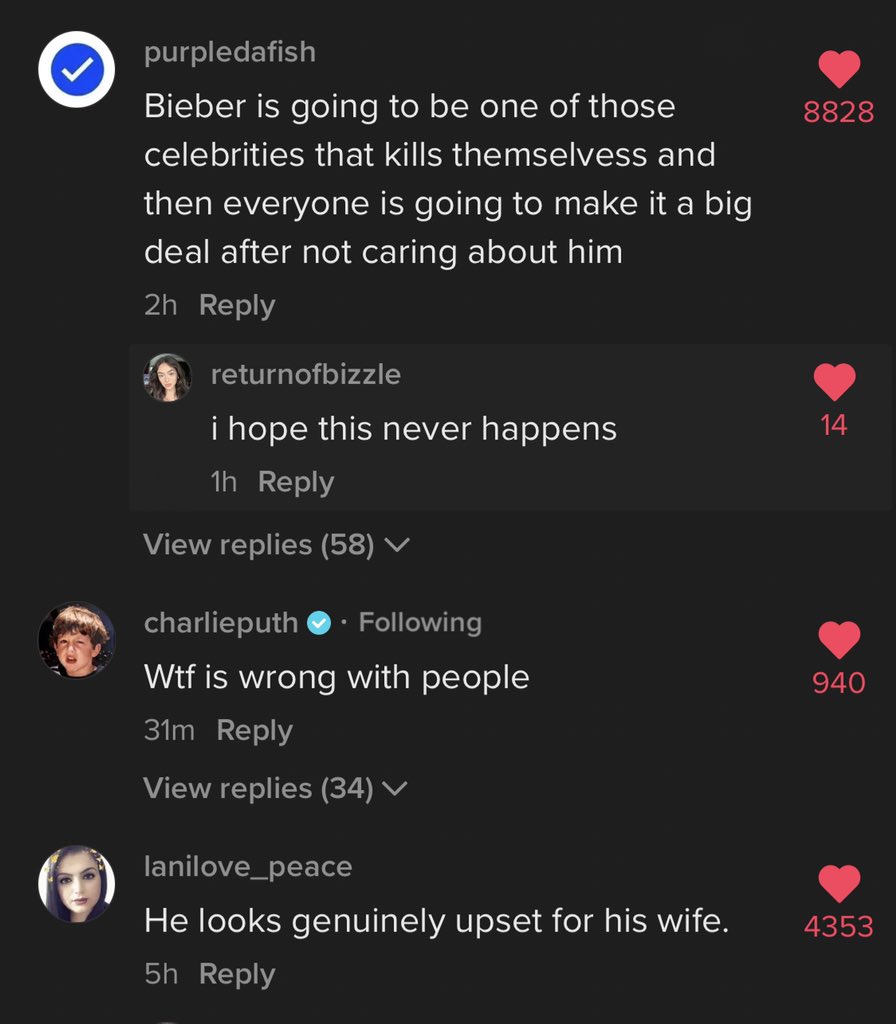 y’all charlie out commented on someone’s tiktok ab it ..