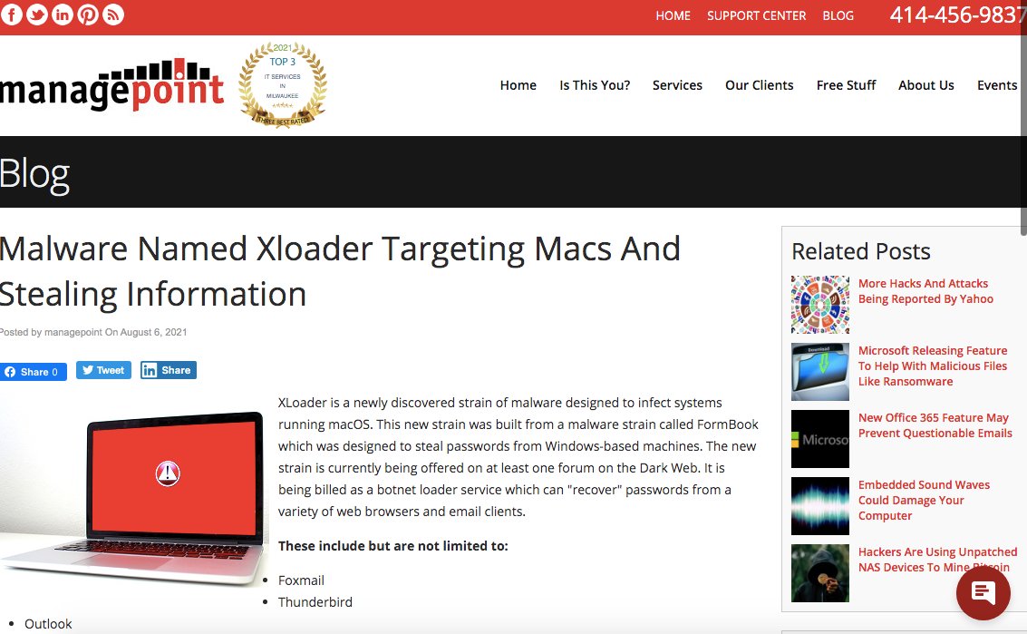 ManagepointIT's tweet image. BEWARE!

There is a malware targeting Macs and stealing information!

To learn how to protect your Mac, click here ➡️ manage-point.com/2021/08/06/mal…
