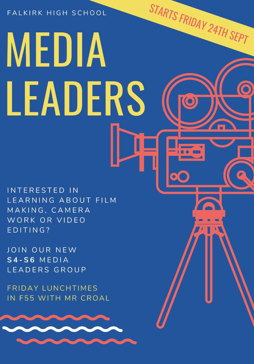 Sign up to be one of our first Media Leaders during senior break tomorrow. A great opportunity to learn about film making/video editing  while helping with a number of exciting school projects! #weareFHS