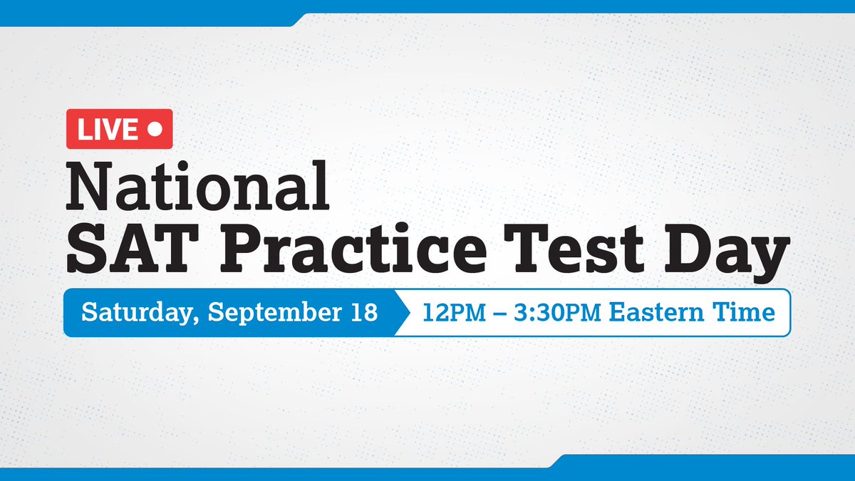 This Saturday is National #SATPractice Test Day! Take an SAT practice test live on YouTube with students from around the world, and hear from Sal Khan and the <a href="/khanacademy/">Khan Academy</a> team. 

RSVP: spr.ly/6015y4N3D.
