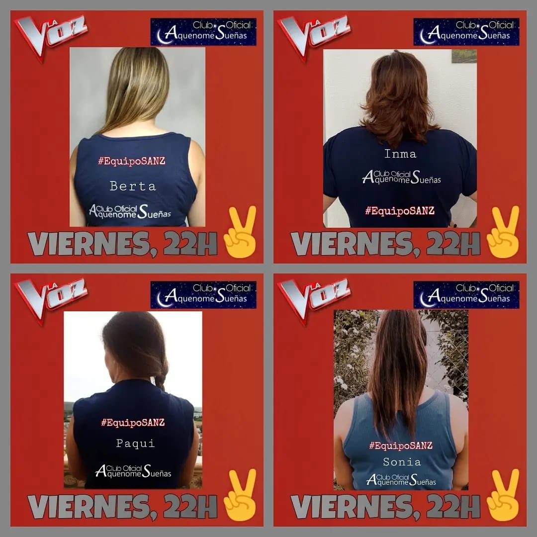 Nosotras también somos #EquipoSANZ y queremos decirte que estaremos contigo en #LaVozAntena3✌🏻
hasta el final.

Te veremos sonreír😀, escucharemos tu voz y
estamos seguras de que veremos alguna lagrimilla de emoción que llegan al ❤️ <a href="/alejandrosanz/">Alejandro Sanz</a>
#AquenomeSueñas <a href="/aquenomesuenas/">AquenomeSueñas</a>