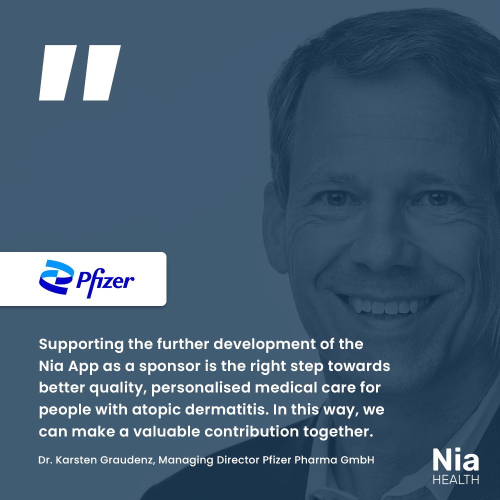 We are very happy to announce that with Pfizer we have a new, strong cooperation partner at our side. This is another milestone for us to further develop our indication-specific end-to-end solutions.
#eczema #atopicdermatitis #digitalhealth #niaapp #innovation #digitalcompanion