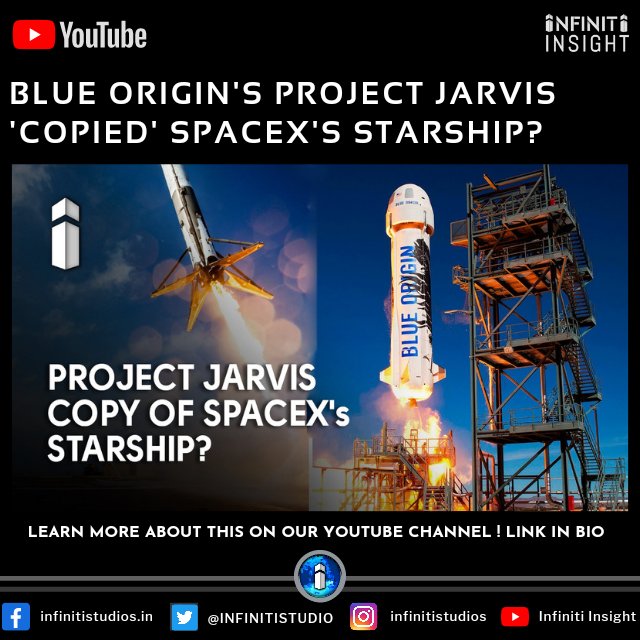 INFINITISTUDIO's tweet photo. In July, #BlueOrigin revealed codenamed Project #Jarvis, designed to be a fully reusable rocket prototype for the Blue Origin #NewGlenn that will land vertically, the pictures of their test tank appear remarkably similar to early prototypes of #SpaceX’s #Starship rocket. https://t.co/f4kz9Vegll