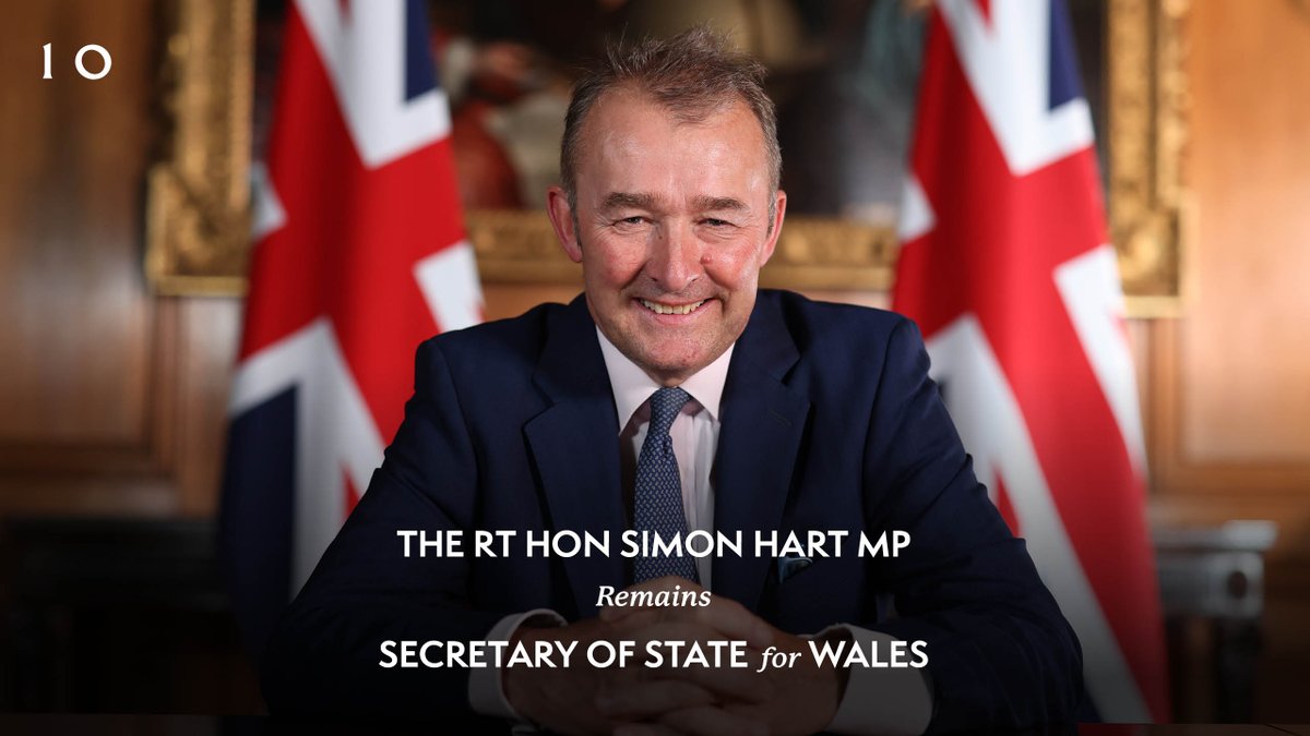 The Rt Hon Simon Hart MP remains Secretary of State for Wales @UKGovWales

#Reshuffle