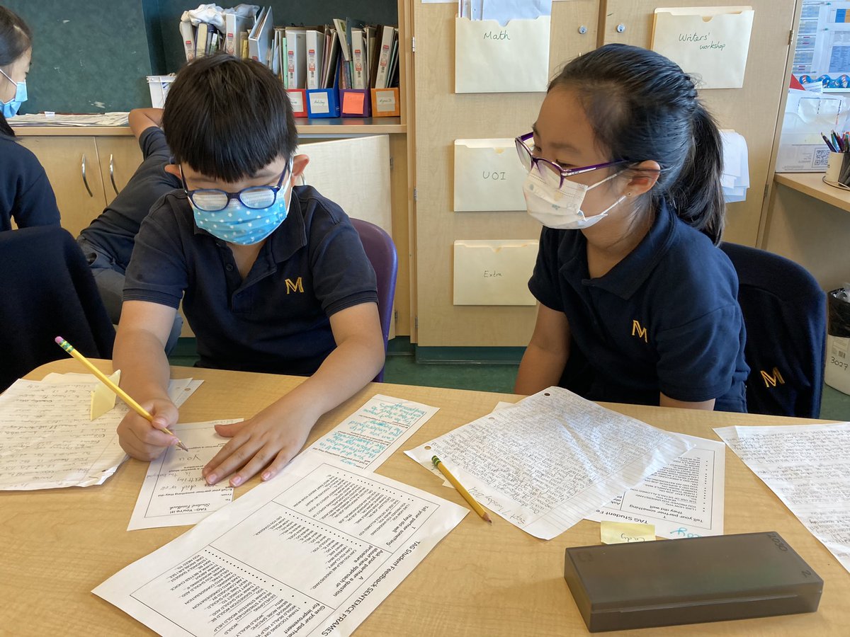 In Gr.5 students <a href="/MulgraveSchool/">Mulgrave School</a> are giving peer feedback to their written work. #Writersworkshop