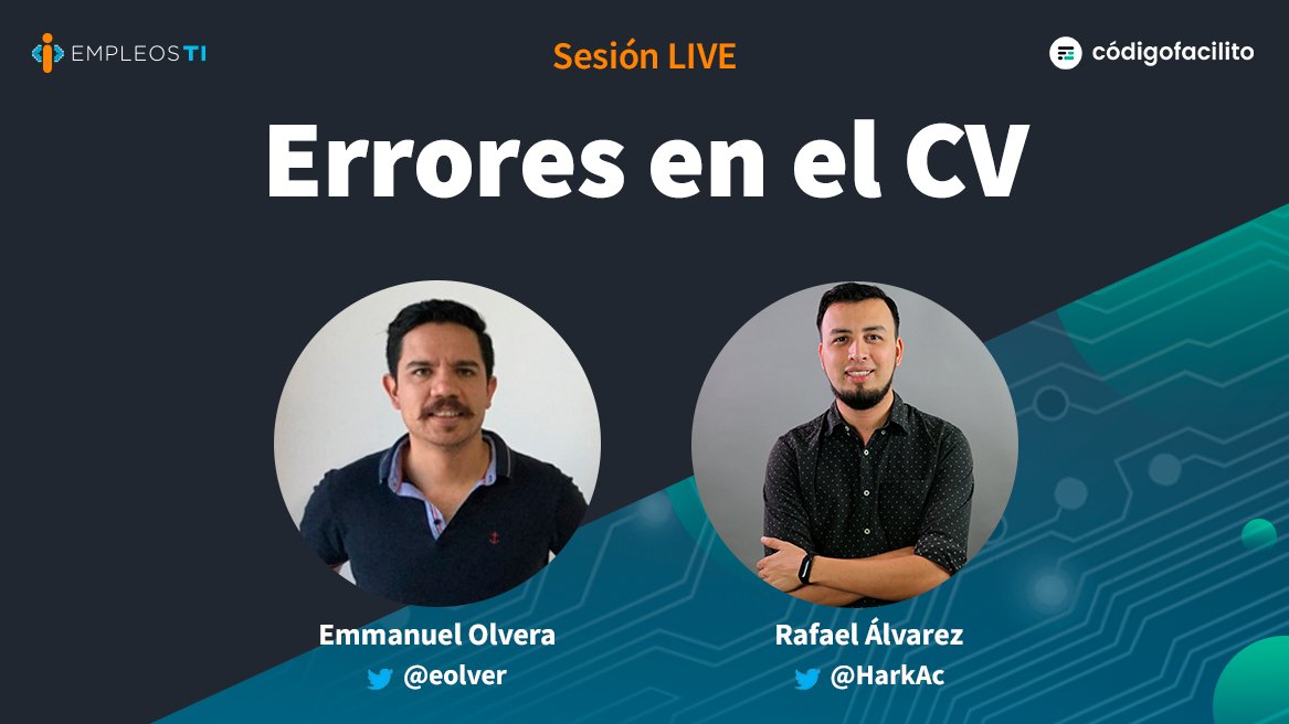 hirelineio's tweet photo. 🔵 ¿Ya viste “Errores en el CV” de #EmpleoFacilito? Aquí te dejamos el link  👉 https://t.co/cUszvzKhOq 🗣 No te pierdas nuestro programa cada 15 días, hablamos de temas de interés y tips para la comunidad tech. @codigofacilito @eolver @HarkAC

#EmpleosTI https://t.co/rVGIx8yzOp