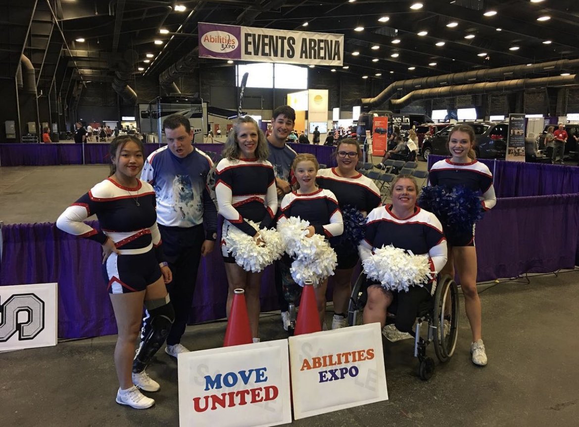 usacheer's tweet photo. We had a great time demonstrating adaptive opportunities at the @wheelchairfootb game! @MoveUnitedSport @adaptivesportsu @ICUcheer #adaptivecheer #USACheer https://t.co/Vluk6kQVZK
