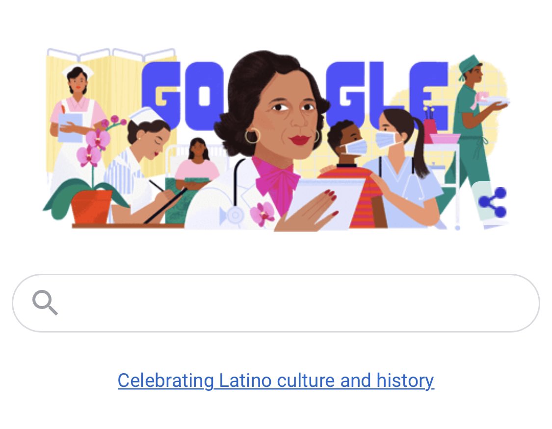 nahnnursing's tweet photo. Thank you @Google for celebrating #latino culture and history today by honoring our @nahnnursing founder Dr. Ildaura Murillo-Rohde! #HispanicHeritageMonth #NurseTwitter https://t.co/y1BrSPnNK6