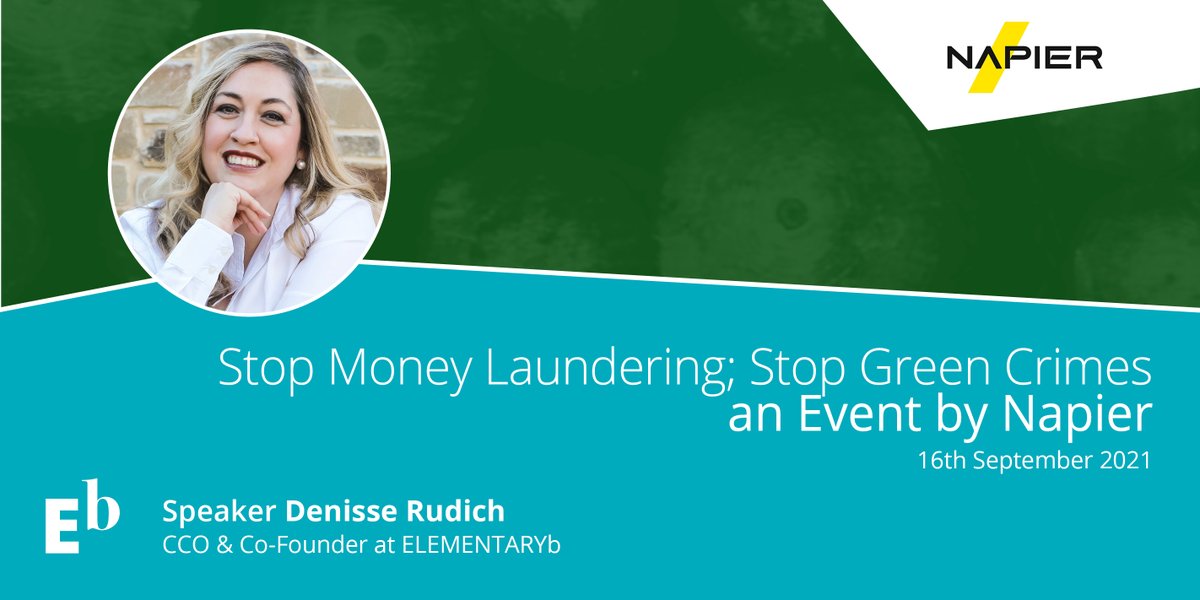 elementaryb4MME's tweet photo. Please join our CCO, Denisse Rudich in @NapierAI seminar "Stop money laundering; stop green crimes" with Rob Rose - @FinancialMail, Amanda Gore - @C4GA, Che Sidanius - @Refinitiv, Julian Dixon - Napier AI

https://t.co/gVEM8e129T

#FinancialCrime #KYC #AML #Compliance #Regtech https://t.co/EQnbbAiRKv
