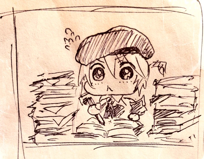 職場で隠れて描いたのえるちゃ 