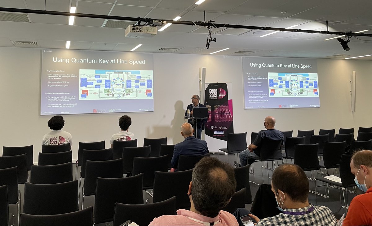 UNIQORNFlagship's tweet photo. Live now: Reza Nejabati from Univ. Bristol discussing the latest accomplishments on #Quantum networking. #ECoC2021 https://t.co/T1g989T567