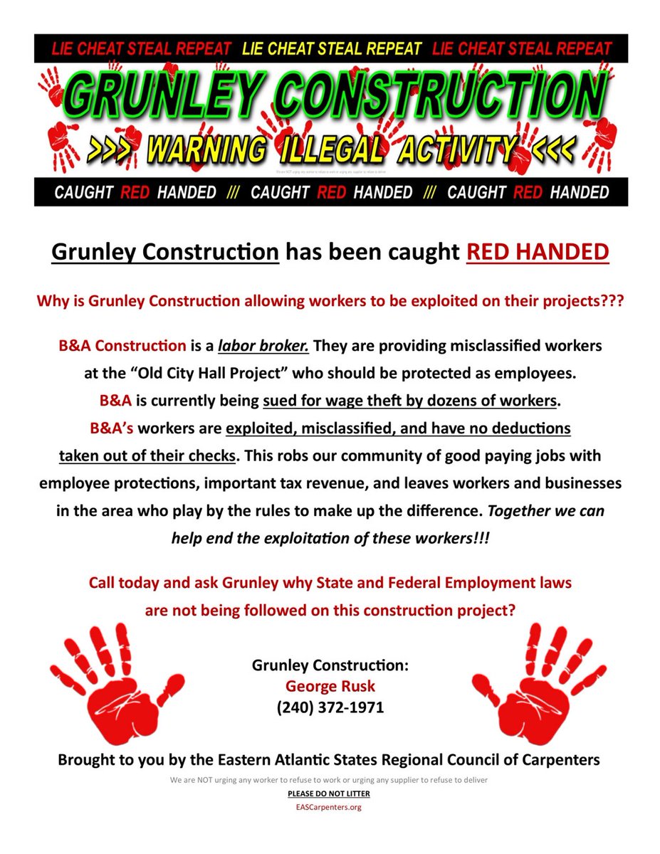 Carpenters_205's tweet photo. @GrunleyBuilds has been caught red handed. Illegal activity like this can NOT, should NOT, and will not be tolerated! Together we can help end the exploitation of these workers! #EndWageTheft #LaborConquersAll #EveryoneIsAVictim https://t.co/nKhZ8CKyV3