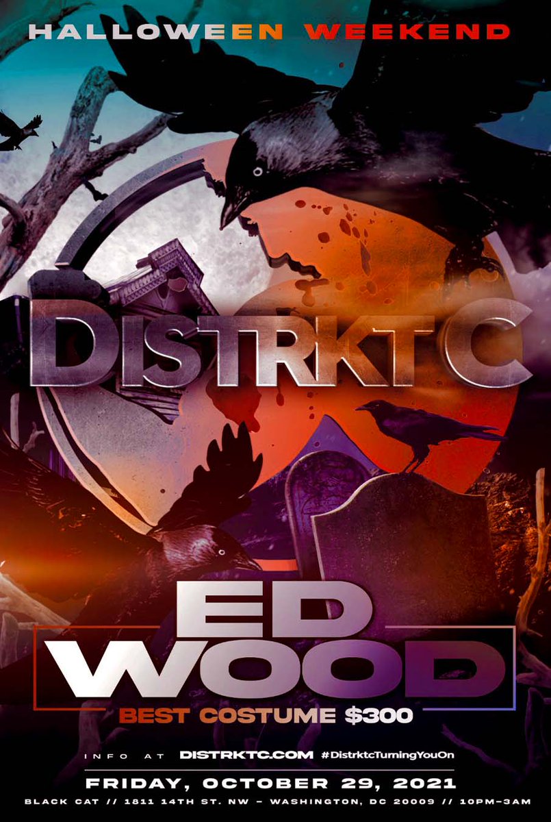 Feeling excited for Ed Wood's DC return for Halloween Weekend at @BlackCatDC - Tixs at DistrktC.com

#halloweendc #halloween #gaydc #blackcatdc #djedwood