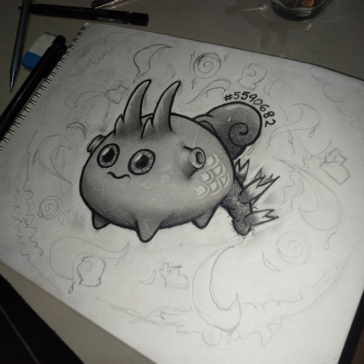 jim0at's tweet photo. @wiceTroc1ty @AxieInfinity @SkyMavisHQ "Freehand" •Termi(#5590672) on Sribbles Sketchpad.
Using : Graphite and Charcoal pencils (2h,2b,4b,6b,8b,) ,mechanical pencil &amp; eraser, kneaded eraser, dry brush, smudger, and tissue. https://t.co/5IF3iRc1YV