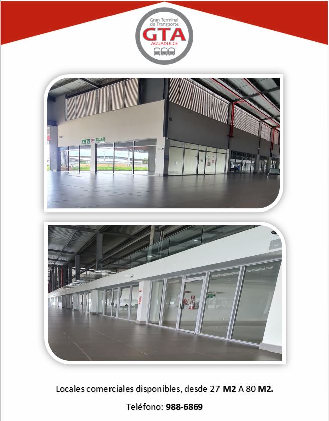 ¿Aún no encuentras un local comercial para alquilar?
Ven y conoce nuestro Proyecto en La Gran Terminal de Transporte de Aguadulce y Plaza El Paso.
Locales comerciales, desde 27 m2 a 80 m2.
Contáctanos al teléfono 998-6869 o visítanos en la Gran Terminal de Aguadulce (Local 30).
