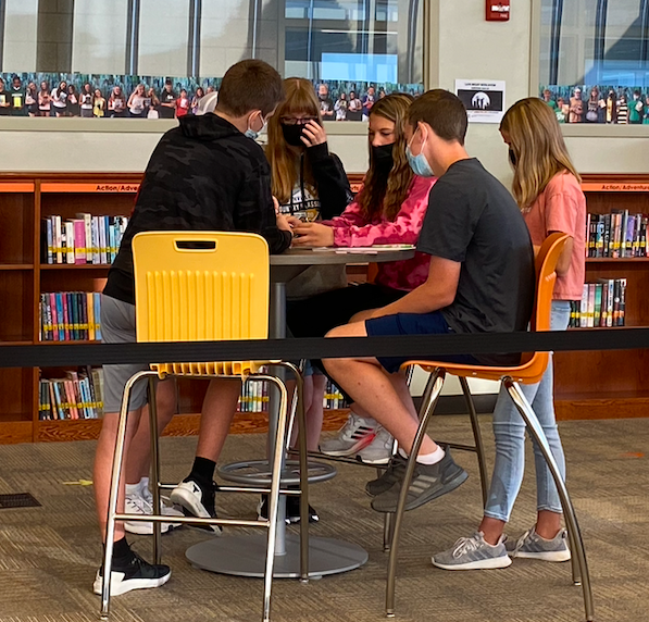 bvswlibrary's tweet photo. Algebra 1 students are using their math skills to breakout out of BVSW! They are working together using what they've learned in class as well as their problem solving skills to figure out the clues! @breakoutEDU @bvlibraries #librariesFTW https://t.co/ePlMkMnBE9