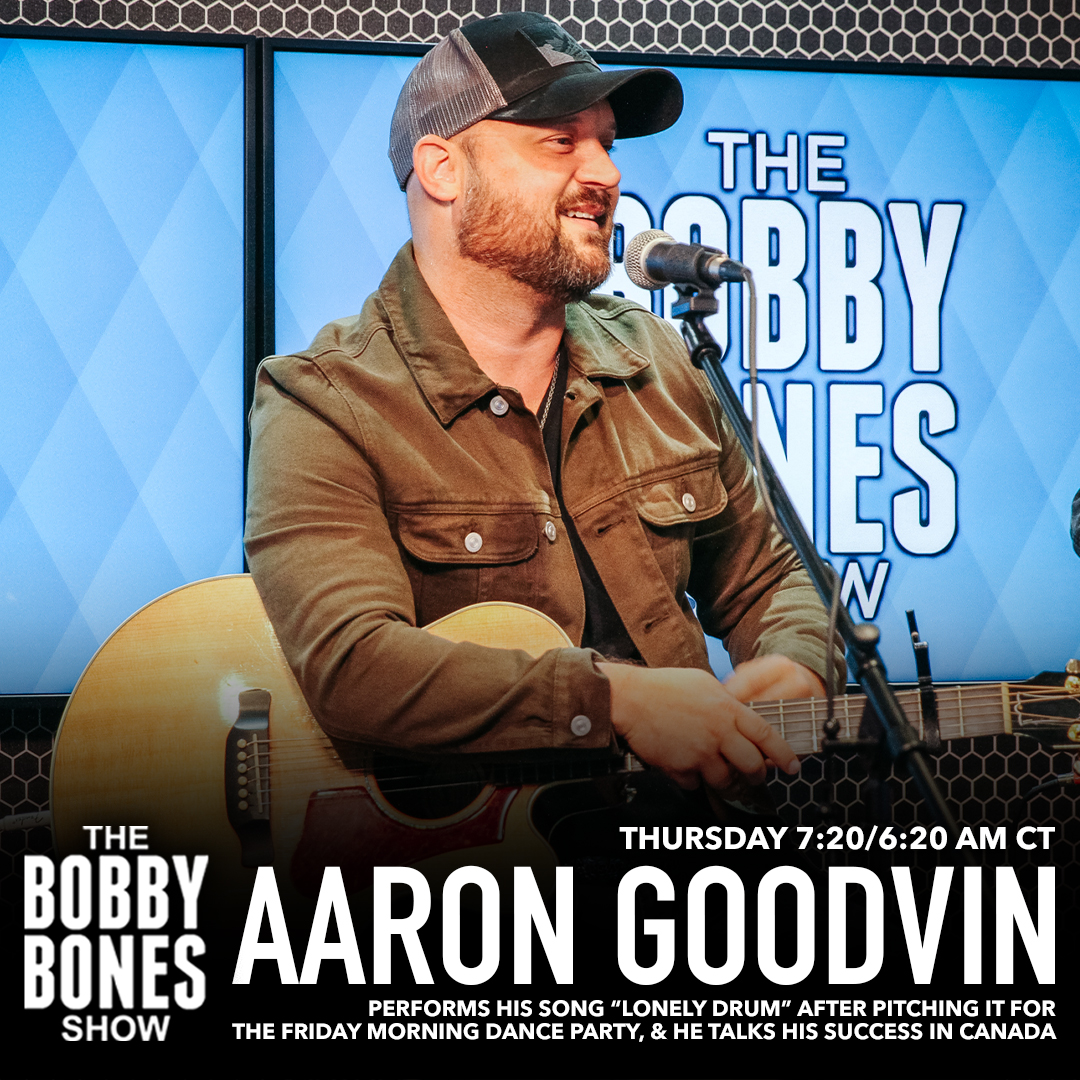 bobbybonesshow's tweet photo. .@AaronGoodvin will be on the show tomorrow to perform his song "Lonely Drum" after he pitched it a few weeks back for the Friday Morning Dance Party! https://t.co/InKMJn5V04